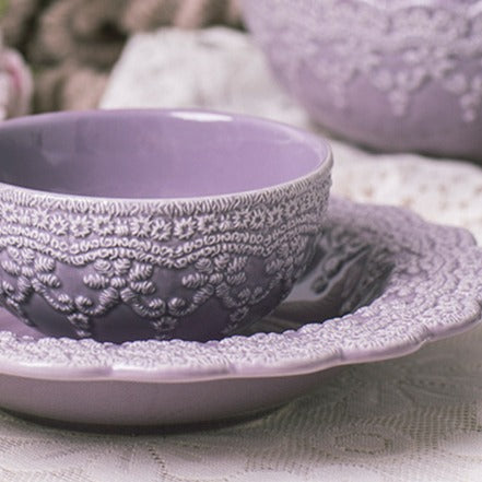 Lavender Lace Embossed Dinnerware
