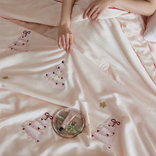 Pink Xmas Tree Lyocell Summer Blanket