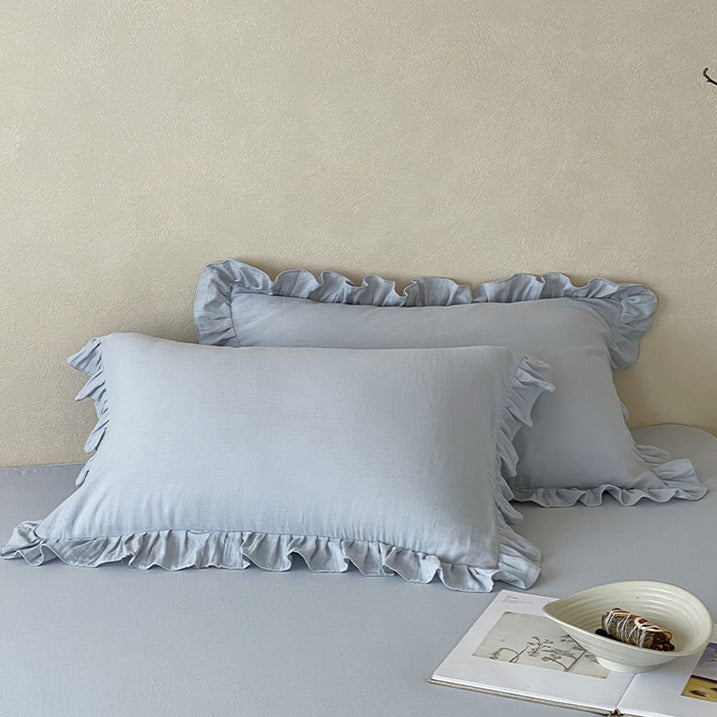 Ruffled Muslin Pillowcase Set