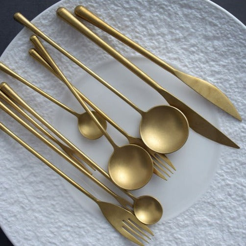 Retro Matte Gold Cutlery
