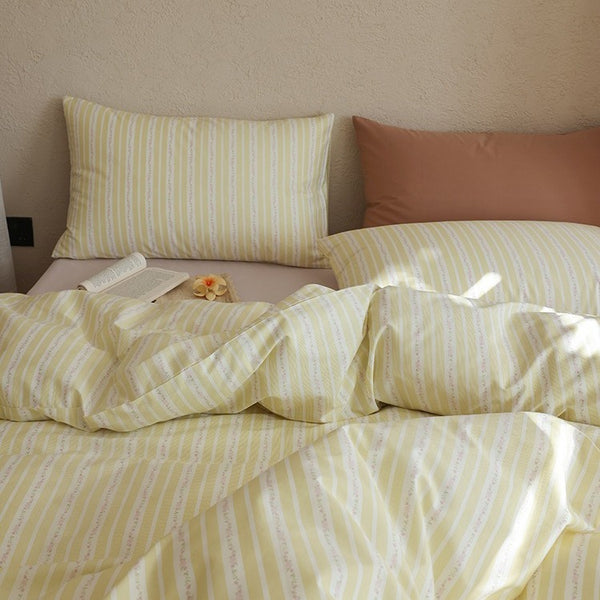 Yellow Striped Bedding Set