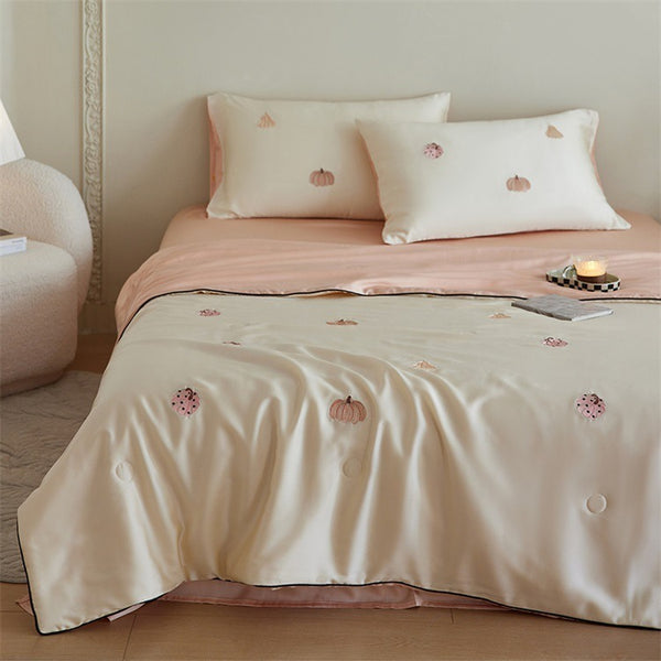 Pumpkin Lyocell Summer Quilted Blanket