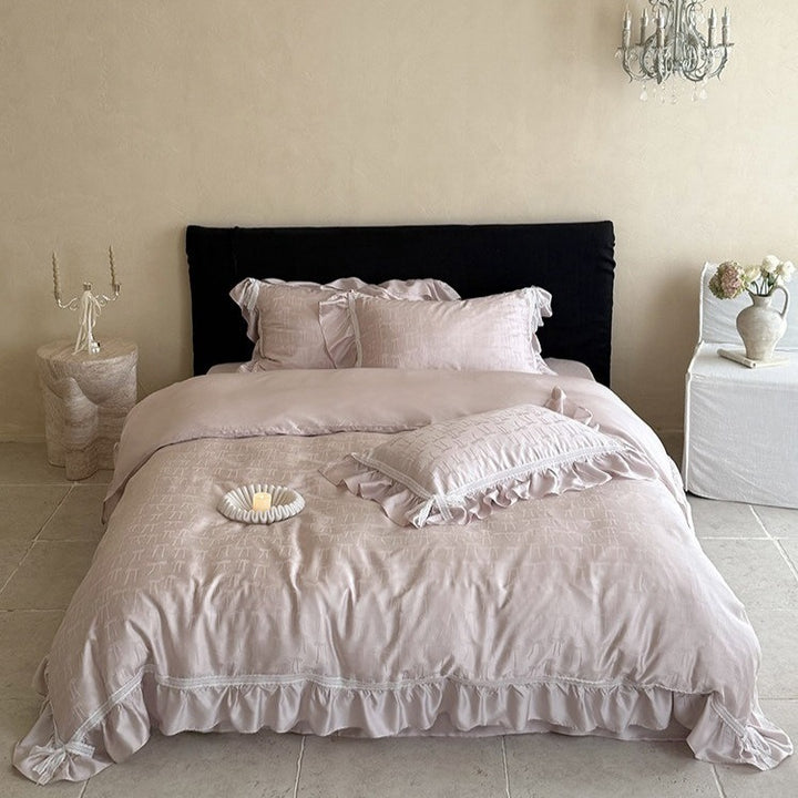 Vivian Bow Jacquard Summer Quilted Blanket Set