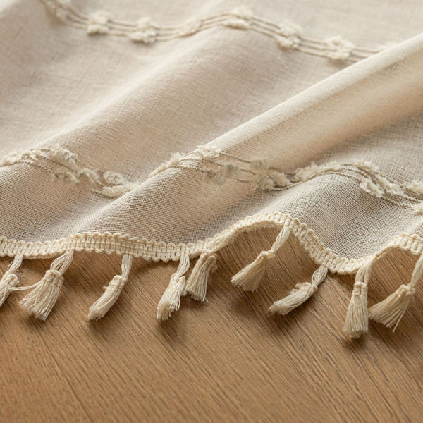 Farmhouse Pom Pom Tassel Tablecloth