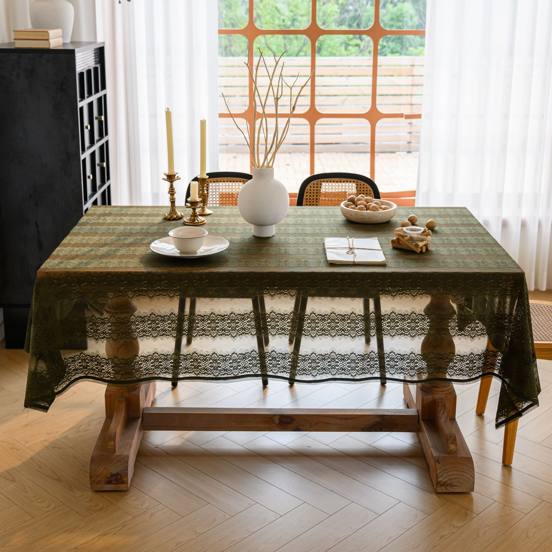 Retro Stripe Lace Tablecloth