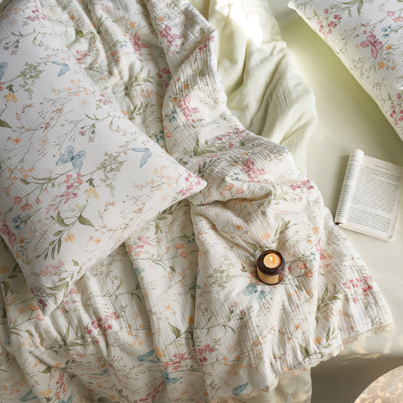 Colourful Garden Summer Quilted Blanket