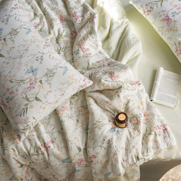 Colourful Garden Summer Quilted Blanket