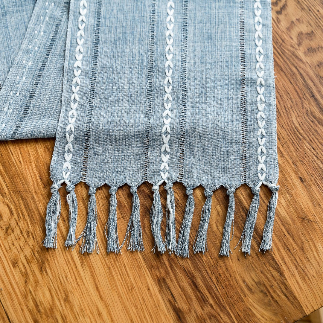 Cloudy Day Tassel Table Runner