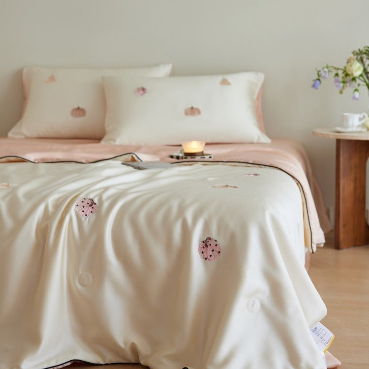 Pumpkin Lyocell Summer Quilted Blanket