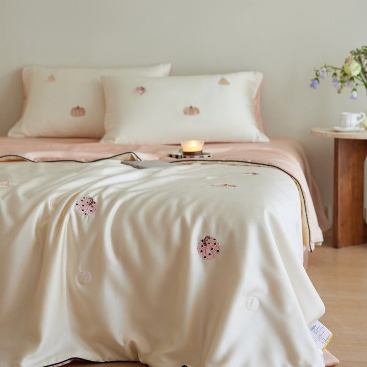 Pumpkin Lyocell Summer Quilted Blanket