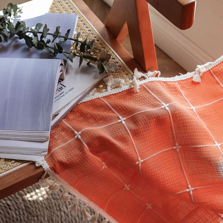 Sunlit Check Fringe Curtain