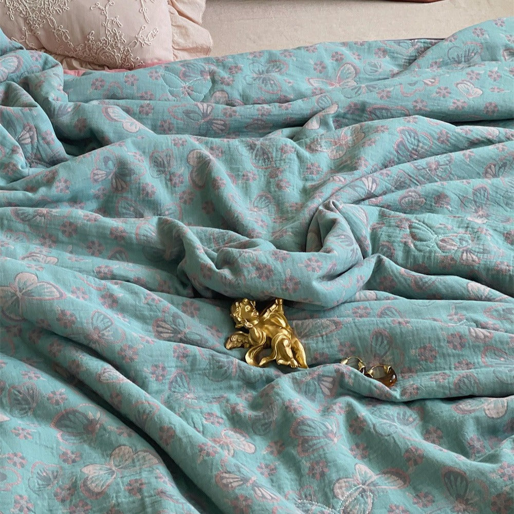 Butterfly Canvas Summer Quilted Blanket