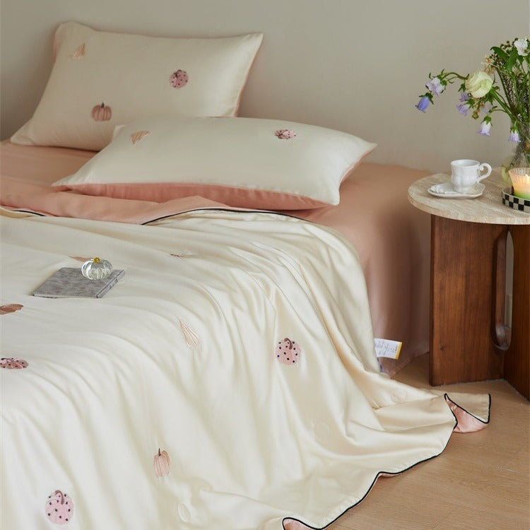 Pumpkin Lyocell Summer Quilted Blanket
