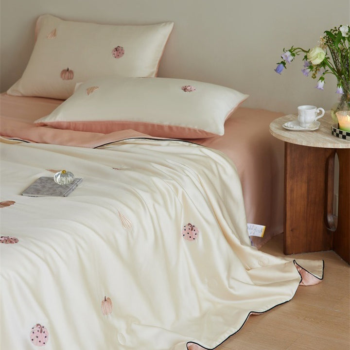 Pumpkin Lyocell Summer Quilted Blanket