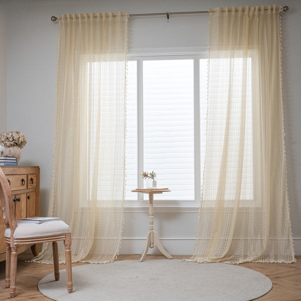 Soft Glow Lace & Fringe Curtain