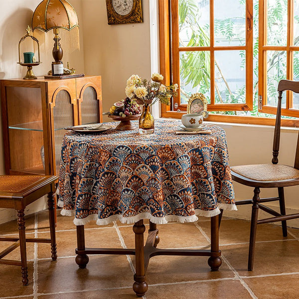 Golden Autumn Round Tablecloth