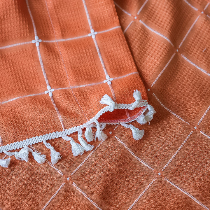 Sunlit Check Fringe Curtain