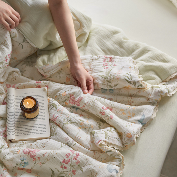 Colourful Garden Summer Quilted Blanket
