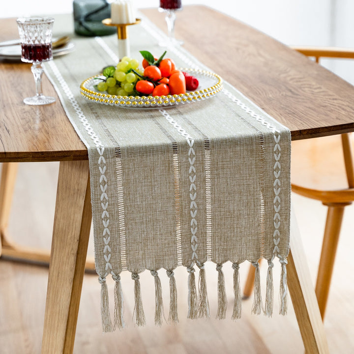 Cloudy Day Tassel Table Runner