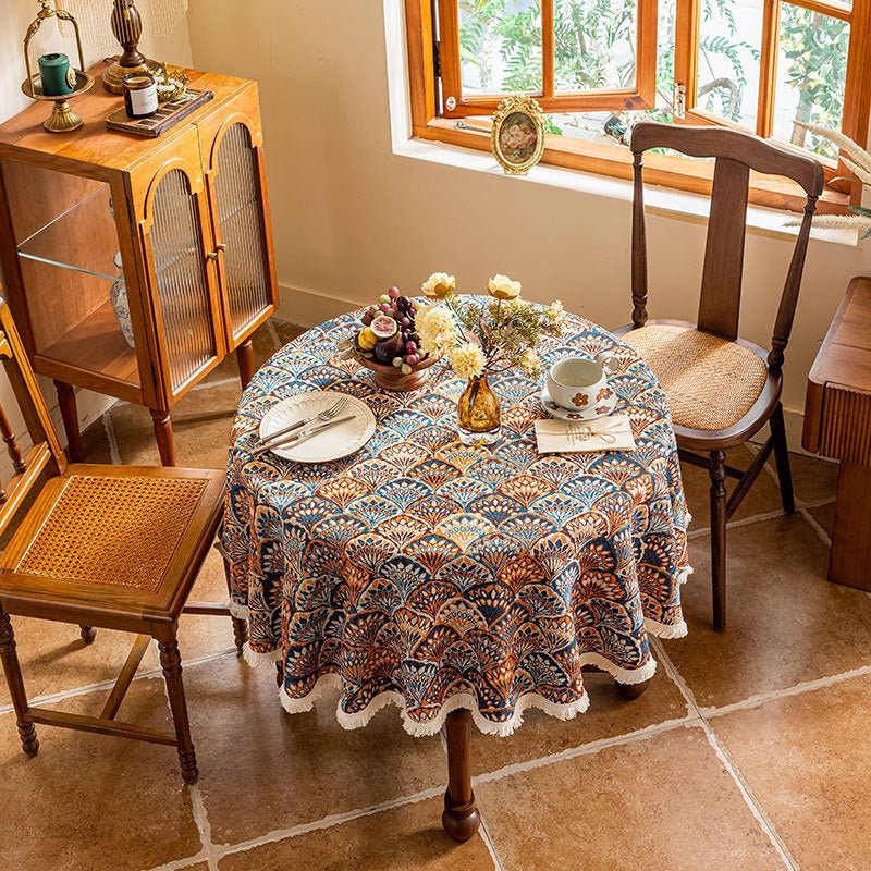 Golden Autumn Round Tablecloth