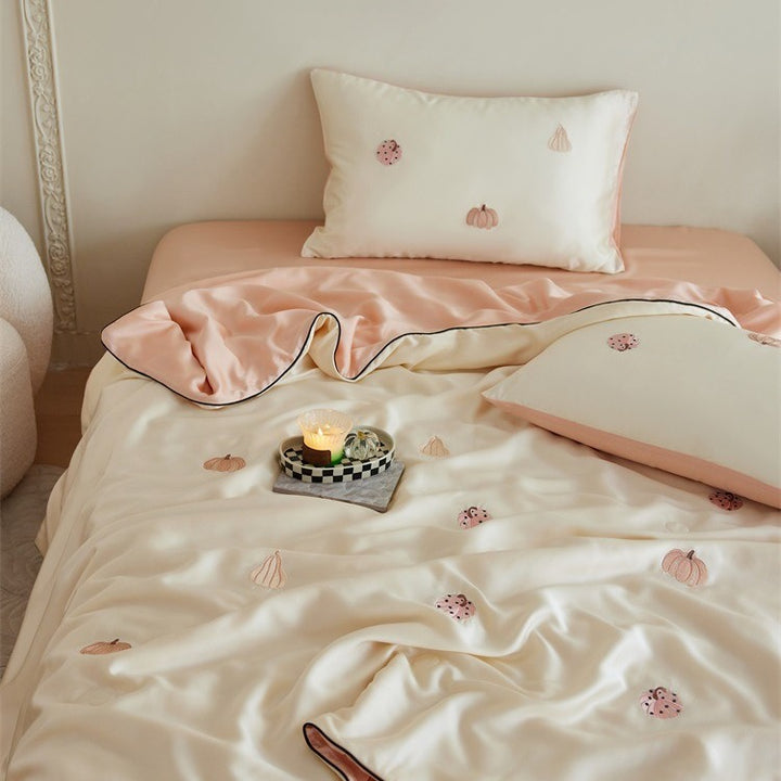 Pumpkin Lyocell Summer Quilted Blanket