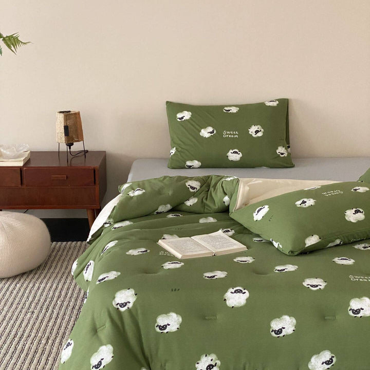 Pasture Sheep Summer Quilted Blanket