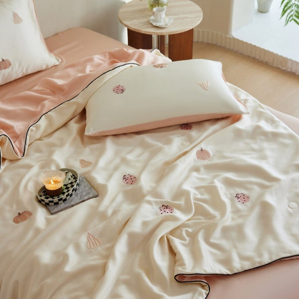 Pumpkin Lyocell Summer Quilted Blanket