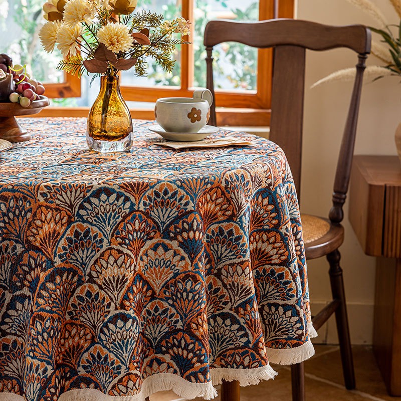 Golden Autumn Round Tablecloth