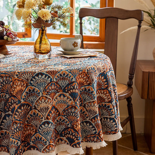 Golden Autumn Round Tablecloth