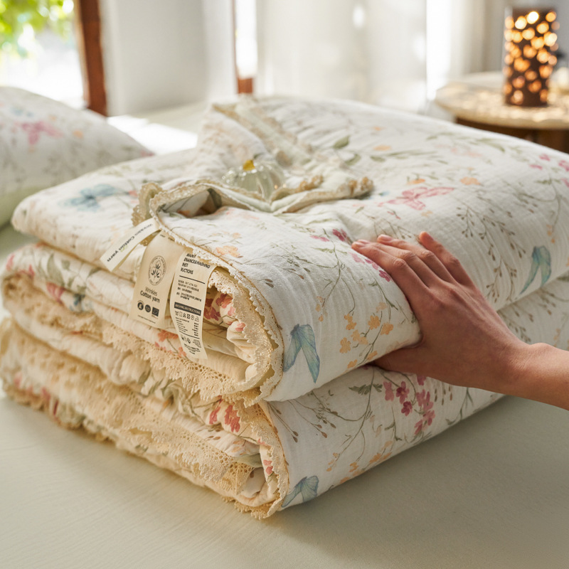 Colourful Garden Summer Quilted Blanket