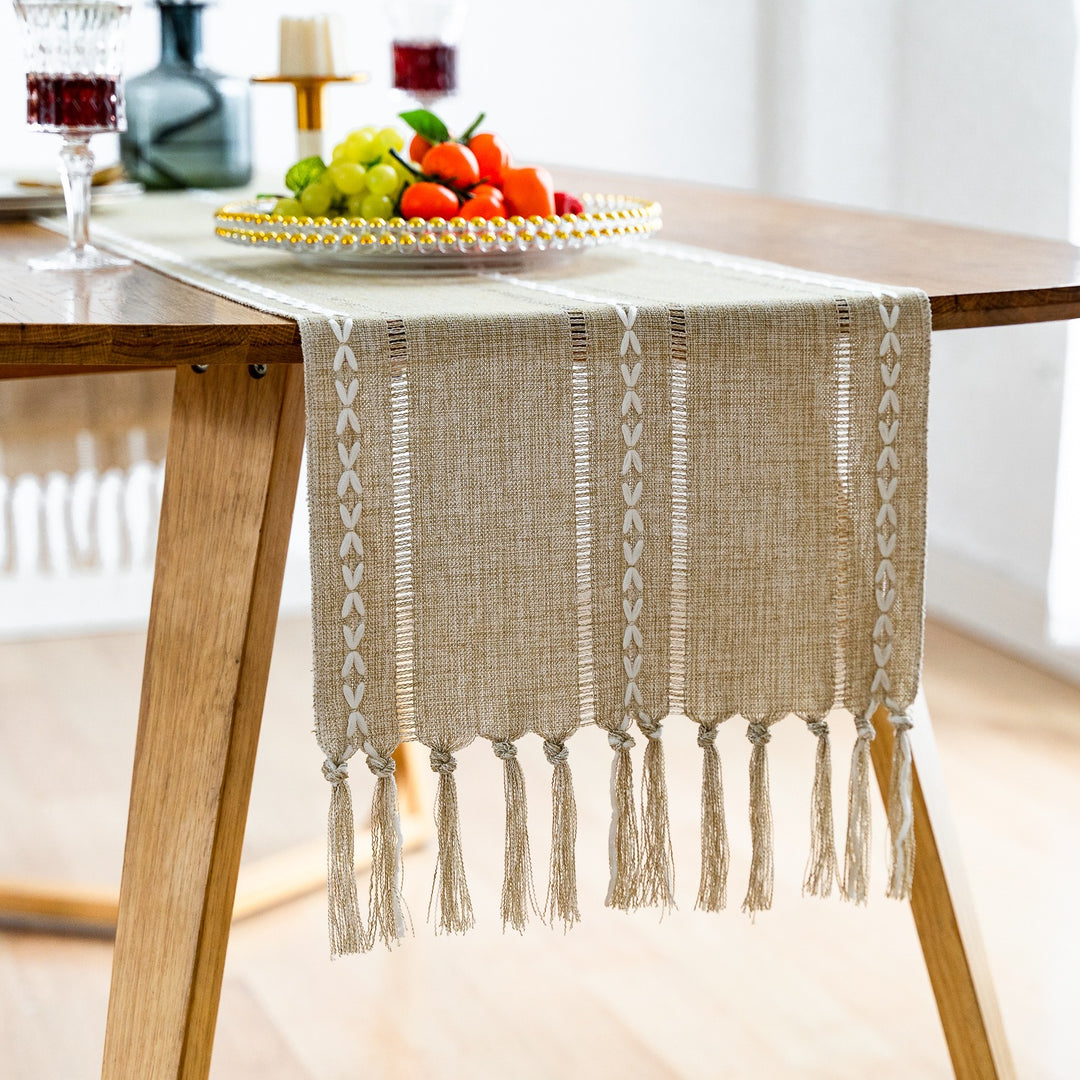 Cloudy Day Tassel Table Runner