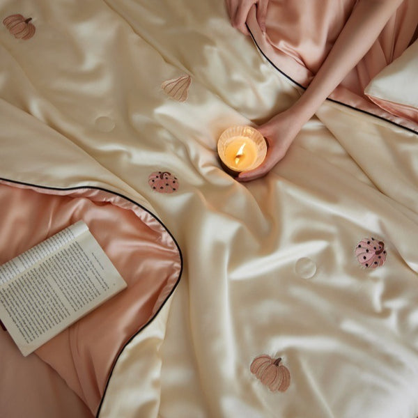 Pumpkin Lyocell Summer Quilted Blanket