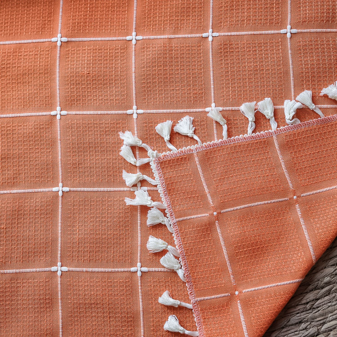 Sunlit Check Fringe Curtain