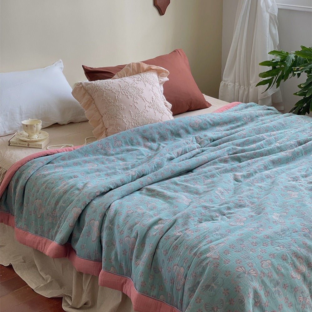 Butterfly Canvas Summer Quilted Blanket