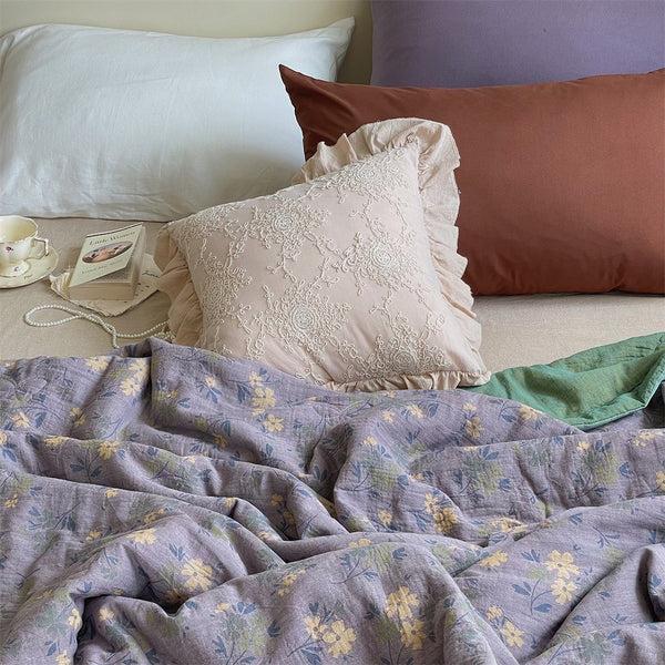 French Vintage Floral Summer Quilted Blanket