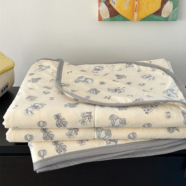 Childhood Sketch Summer Quilted Blanket