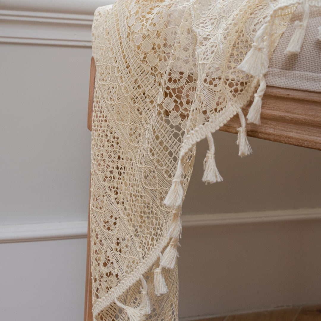 Soft Glow Lace & Fringe Curtain