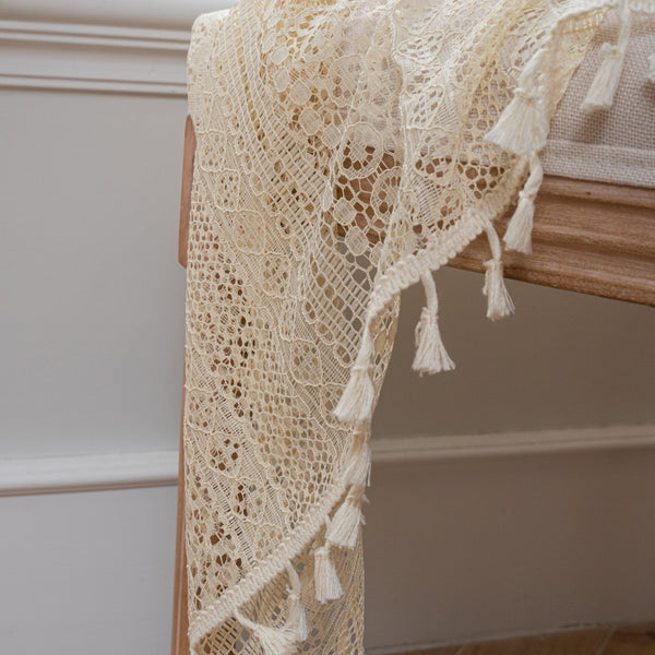 Soft Glow Lace & Fringe Curtain