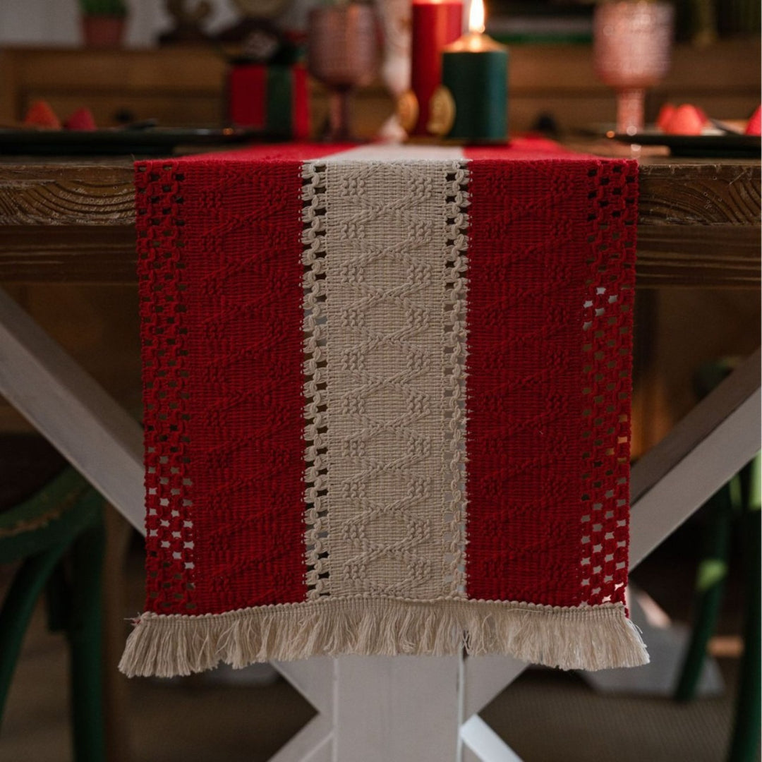 Crimson Stripe Table Runner