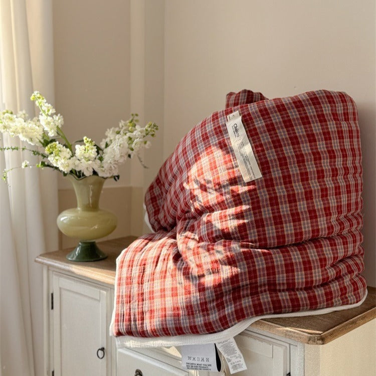 Cherry Check Summer Quilted Blanket
