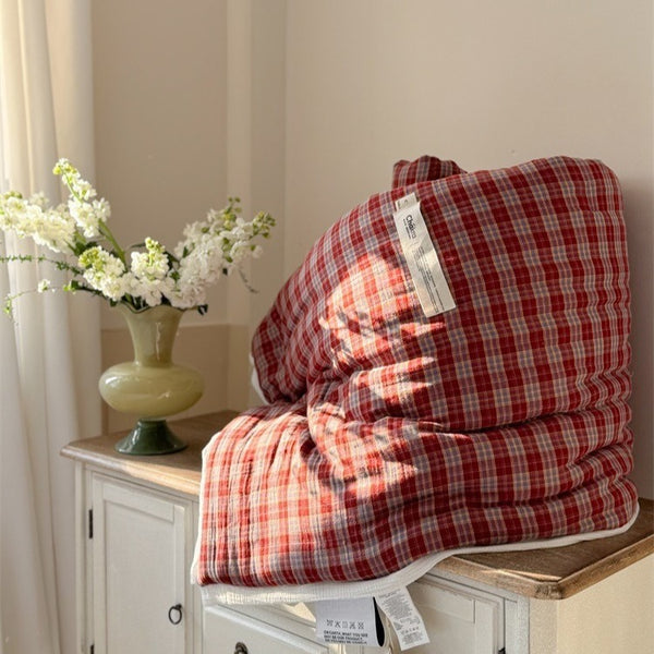 Cherry Check Summer Quilted Blanket