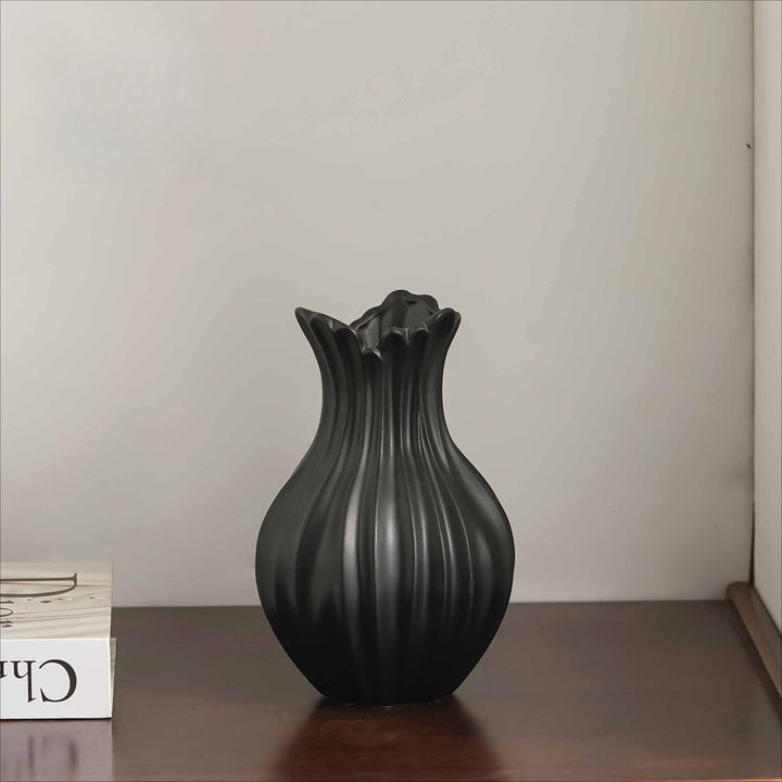 Ruffle Pleat Ceramic Vase