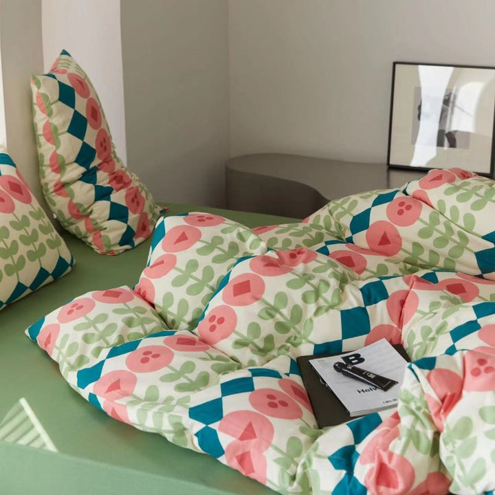 Tulip Check Cotton Bedding Set