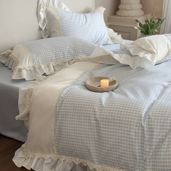 Houndstooth & Sweet Ruffle Bedding Set