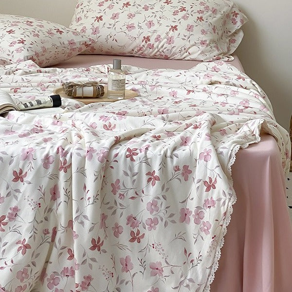 Peach Blossom Summer Quilted Blanket