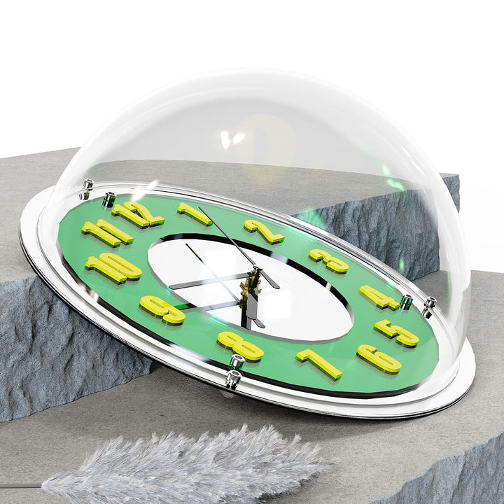 Chrome Green Reflector Clock