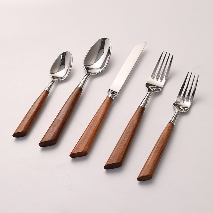 Wood Handle Silver Cutlery Set