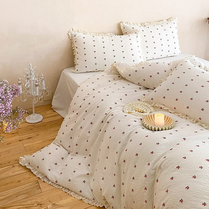 Ditsy Cherry Ruffle Bedding Set