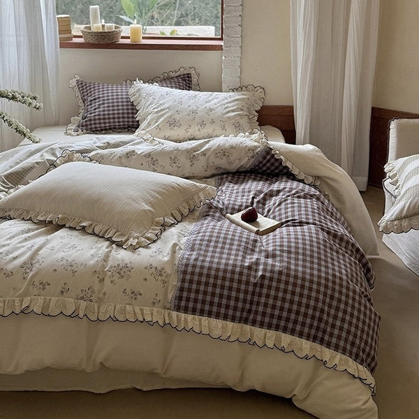 Lavender Cotton Linen Bedding Set