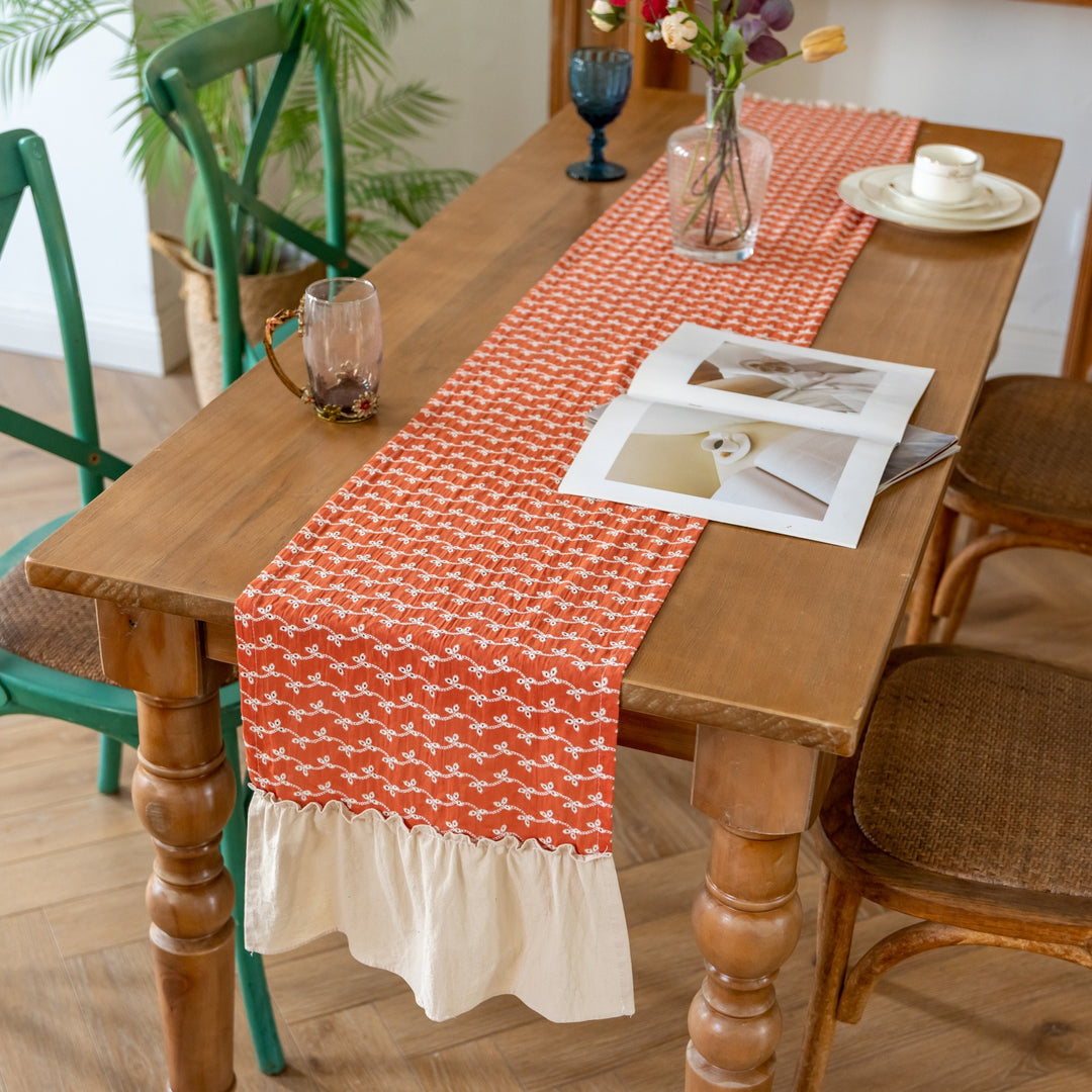 Rustic Ruffle Floral Table Runner